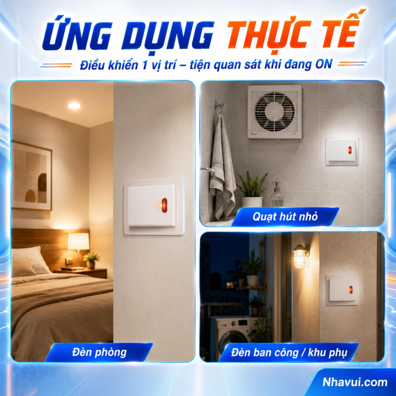 Công tắc B, 1 chiều, có đèn báo khi ON Panasonic WIDE Series 250VAC – 6A